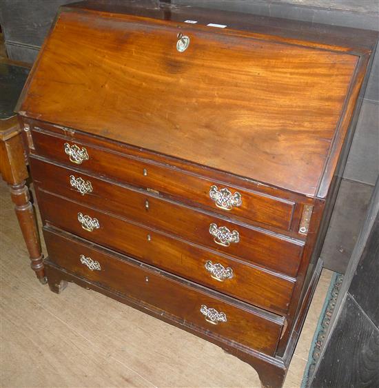 George III mahogany bureau(-)